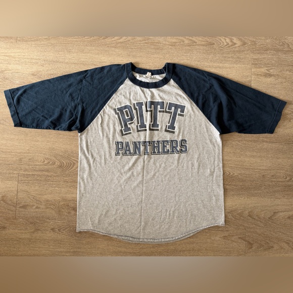 Vintage Pitt Panthers Raglan Baseball Tee Navy Gray 3/4 Sleeve Unisex XL - Picture 5 of 7